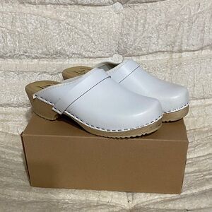 Lotta From Stockholm White Leather Clogs